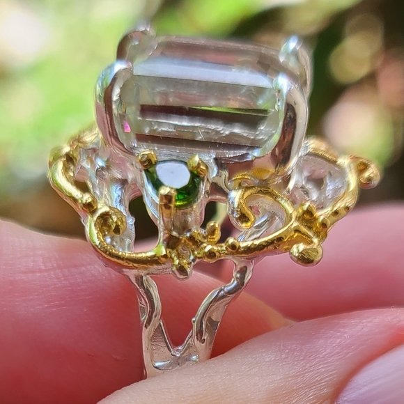 Genuine green amethyst sterling ring - Picture 5 of 13